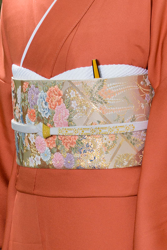 朱地 金鶏 更紗