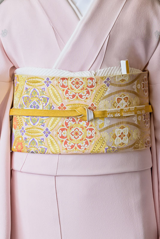 色留袖レンタル フルセット ピンク 七宝 花文様（五つ紋）｜京都