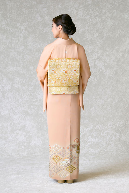色留袖レンタル フルセット ピンク 貝絵 花菱（五つ紋）｜京都 KIMONO