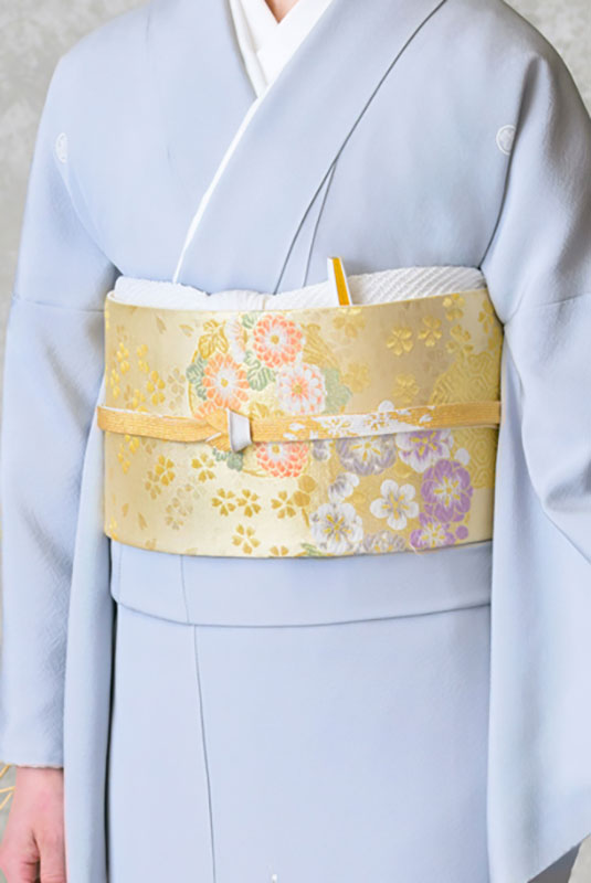 色留袖レンタル フルセット グレー 地紙 牡丹 橘（五つ紋）｜京都