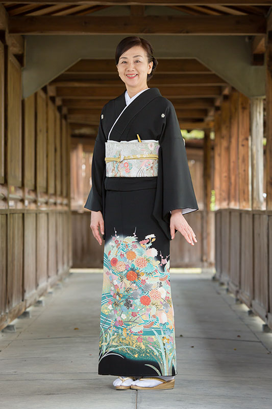 鶴に水流花