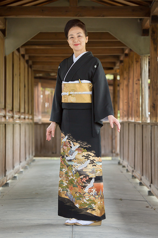 ゆったりサイズ 御所解に鶴