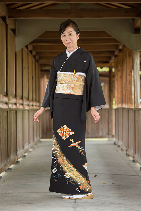 斜め箔ぼかし唐花　花菱金鶏