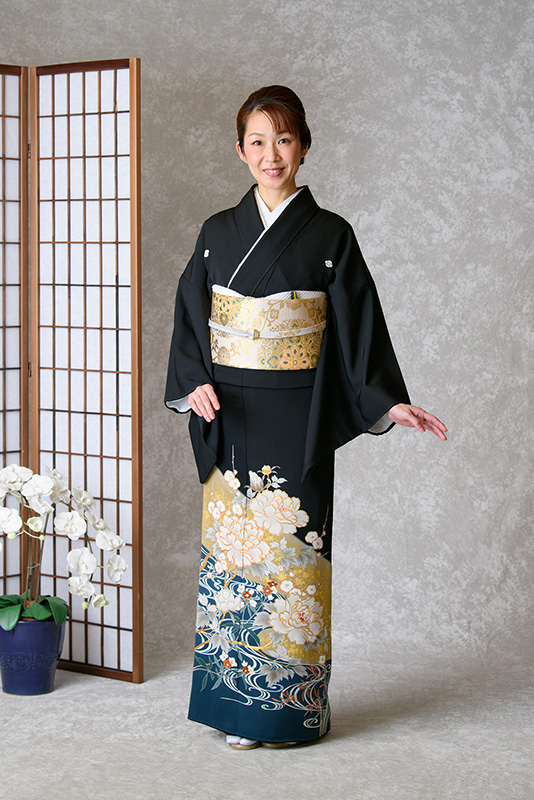 青ぼかし　牡丹※小物は写真と異なる場合がございます
