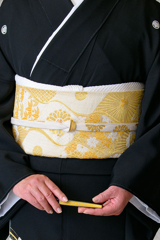 ❰6305❱ フルセット　色留袖 金駒刺繍 ベージュ　袋帯　帯締め　正絹　着物 留袖レンタル フルセット ゆったりサイズ 金駒刺繍 桜に流水｜京都